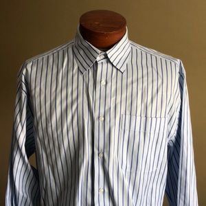 Peter Millar blue-striped button up dress shirt